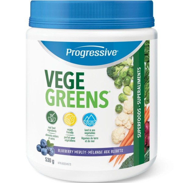 Progressive VegeGreens Powder, Superfood Greens Formula, Blueberry Medley / 255g-265g