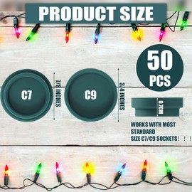 Threlaco 50 Pcs Christmas Light Socket Safety Cap Plugs for C7 and C9 Bulbs Stringers Light Socket Cap Covers Double Sided Light Bulb Socket Cover for Covering Unused Open Sockets Outdoor Green