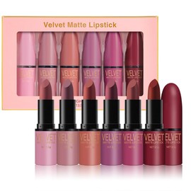 KARLOR matte Lipstick Set, 6 Pcs Lipstick Set Rose Lipsticks Rosewood Nude Red Pink Coral Lipstick 24 Hour long-lasting Lipsticks Silky Moisturizing Lipstick Gift Set