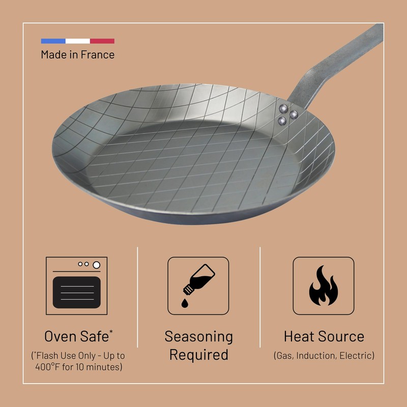 De Buyer MINERAL B Carbon Steel Steak Pan - 9.5”