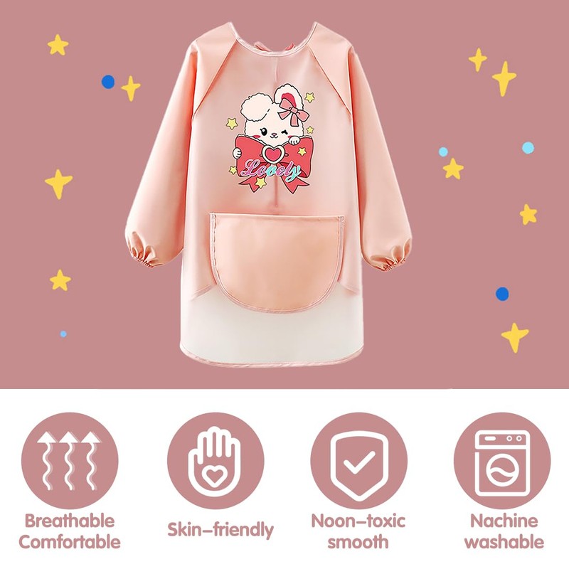 LXOrdora Kids Art Apron Waterproof Smock Long Sleeved Rabbit L
