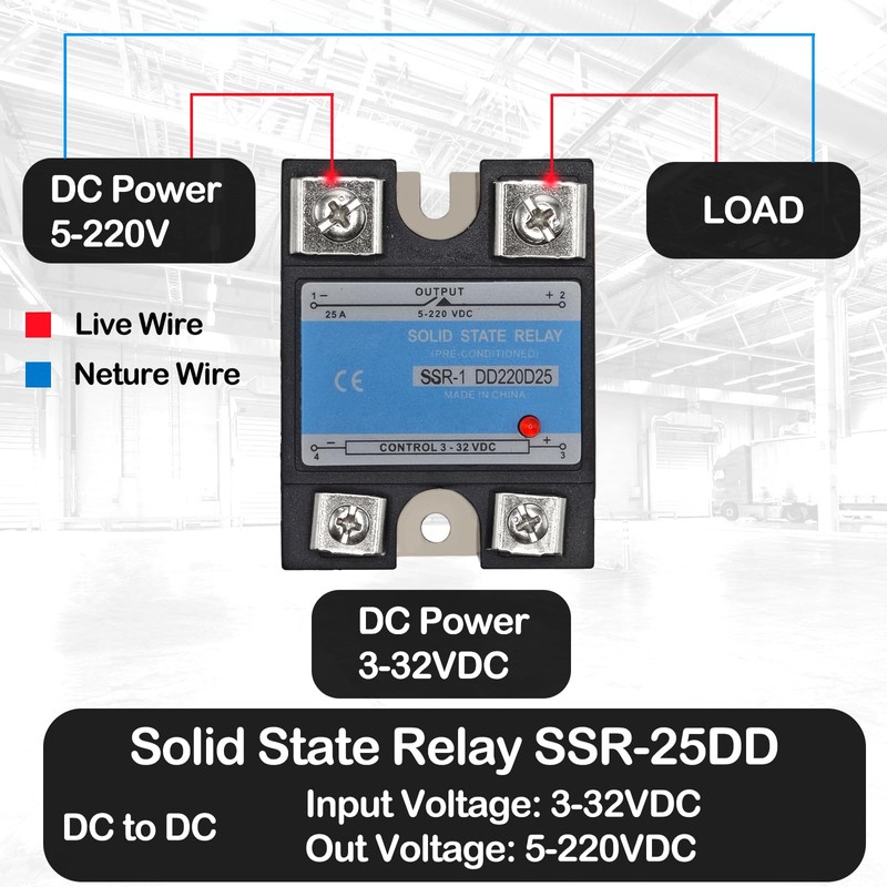 SSR-25DD Solid State Relays (Pack of 2) - DC 3–32V