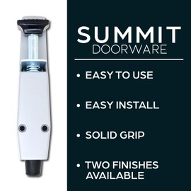 SUMMIT DOORWARE Heavy Duty Spring Loaded Step Down Door Stopper - Door Holder Ideal for Residential & Commercial Use - Aluminium Finish