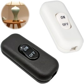 Inline Cord Switch Set of 2 ON/OFF Intermediate Switch Push Button On Off Control Rated Current 6 (A) Contact Resistance 20 (Ω) Good Touch and Prevent Shedding Convenient for Wiring DIY Old Lighting
