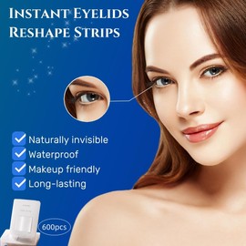 Eyelid Tape,600PCS, Especially for Hooded eyes, Double-sided adhesive, 4mm Eyelid Lifter Strips, Double Eyelid Tape for Swollen Eyes Invisible for Droopy Lids(with a tweezers, a fork) (L)