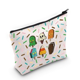TOBGBE Funny Spooky Ice Cream Idea Gift Horror Characters Movie Inspired Zipper Bag Summerween Merchandise (Spooky Ice CA)