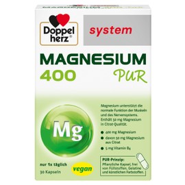 Doppelherz system MAGNESIUM 400 PUR - Magnesium unterstützt die normale Funktion der Muskeln - vegan - 30 Kapseln