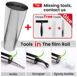 Window Privacy Film with 3 Tools: One Way Home Window Tint Reflective Window Film See Out Not in Sun Blocking Anti UV Mirror Window Clings Daytime Privacy Door Window Covering, 17.5 * 78.7 Inch