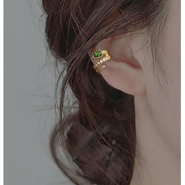 Sttiafay Vintage Crystal Snake Cuff Earrings Gold Snake Cuff Wrap Earrings Snake Crawler Climber Earrings Emerald Serpent Ear Climber Earrings Jewelry for Women