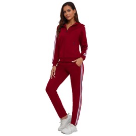 MSKBJT Women's 2 Piece Tracksuit Long Sleeve Track Suits Full Zip Lounge Set Sweatsuits Outfits Red L