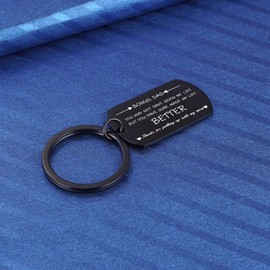 Bonus Dad Keychain Gifts from Step Daughter, Fathers Day Jewelry Present for Step Father from Step Son, Thank You Gifts for Stepdad, Black