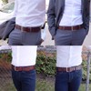 Falari Men's Full Grain Leather Belt Double Prong Belt 9004