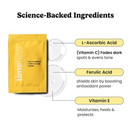 Timeless Skin Care C Serum with Vitamin E & Ferulic Acid - Brightening Fragrance-Free Pouch for Oily and Dry Skin 0.03 Fl Oz / 비타민 E & 페룰산이 함유된 타임리스 스킨 케어 C 세럼 - 브라이트닝 지성 및 건성 피부를 위한 무향 파우치 0.03 Fl Oz