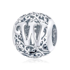 FOREVER QUEEN Letter Charm Pendant 925 Sterling Silver Letter Pendant for Bracelets, Sterling Silver