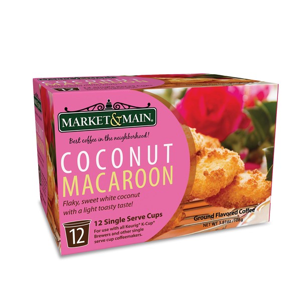 Market & Main OneCup, Coconut Macaroon, Compatible with Keurig K-cup Brewers, 12 Count