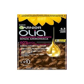 Garnier Olia Permanent Hair Colour without Ammonia, Covers 100% White Hair with Natural Flower Oils of Natural Origin, Vegan Formula, Light Brown Gold