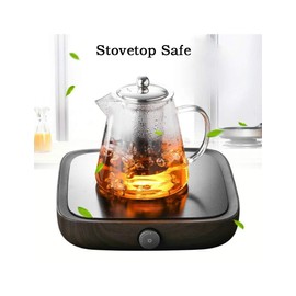 Glass Teapot with Infuser Tea Pot 32oz/43oz Tea Kettle Stovetop Safe Blooming and Loose Leaf Tea Maker Set (43oz/ 1300ml)