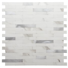 STICKGOO Peel and Stick Backsplash, PVC Wall Tiles Stick on Backsplash for Kitchen(1 Sheet, Rust Brown with Metal Gold)