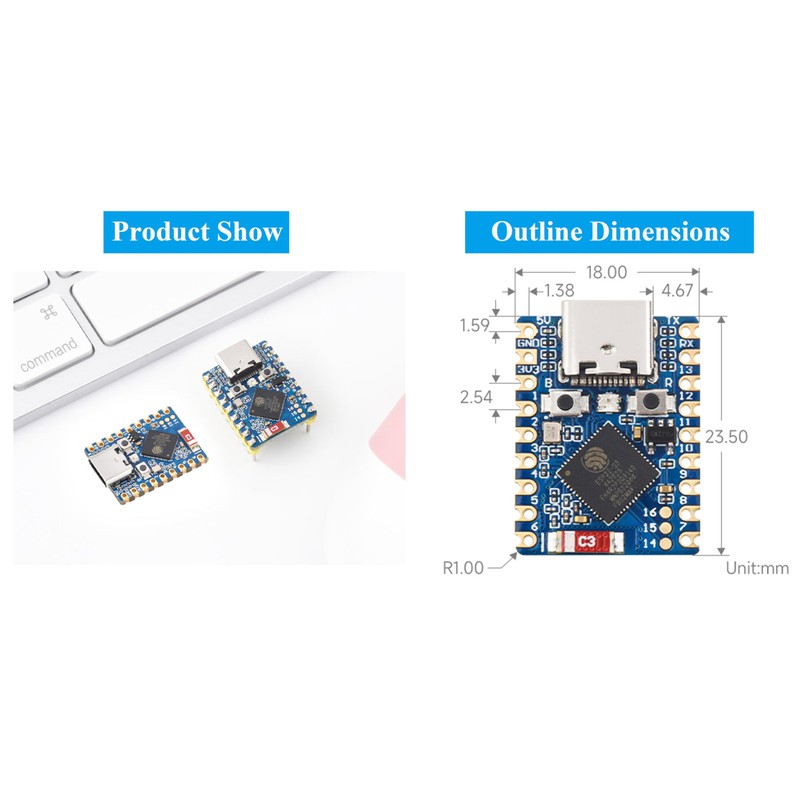 ESP32-S3 Mini Development Board, Based on ESP32-S3FH4R2 Dual-Core Processor