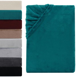Visaggio Cashmere Touch Plush Fitted Sheet Premium Fluffy Winter Nicky Teddy Plush Fitted Sheet 90 x 200 - 100 x 200 cm Petrol