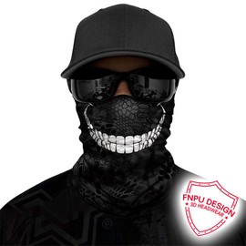 Bandana sin costuras, protección UV para motocicleta, ciclismo, equitación, correr, diademas, blanco, (White Teeth), Large