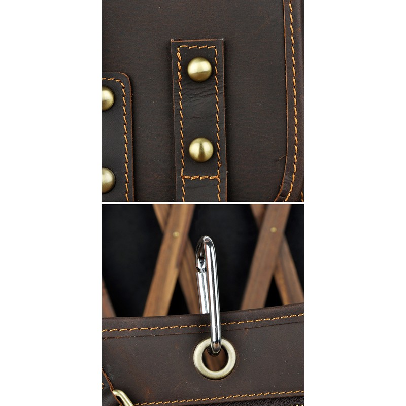 Le'aokuu Mens Genuine Leather Messenger Hiking Waist Hip Bum Pack