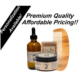 Lusso Sapone Beard Kit. Includes: 4 oz Beard Oil, 4 oz Beard Balm, Soap, Wood Comb - Original Blend, Engrave Comb