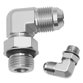 1/4" Male JIC 37° x 3/8" Male SAE ORB 90° Elbow Adapter, 6801-04-06 Hydraulic Fitting, SAE J514 & J1926 Standards Carbon Steel Pipe Joints Connector for Hydraulic Systems (2 Pack)