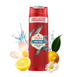 Old Spice Deep Sea 3-in-1 Shower Gel & Shampoo for Men (250 ml), Body Hair Facial Cleansing Men, Long Lasting Fresh