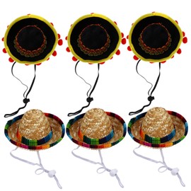 WHAMVOX 6pcs Colorful Mini Mexican Sombrero Hats for Pets Adult Decorative Party Hats for Festivals Birthday Celebrations and Costume Events
