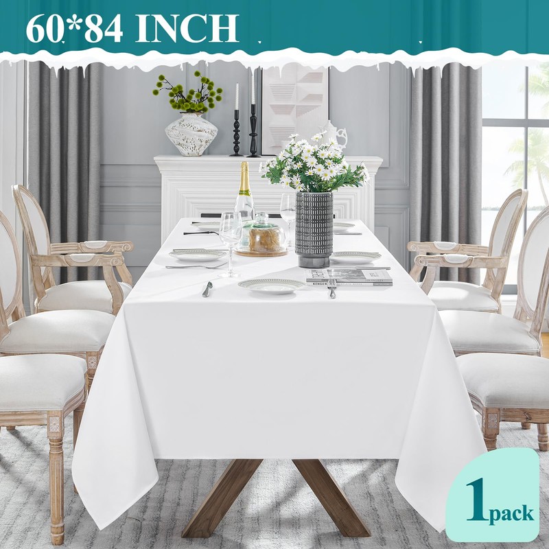 VidaFete 60*84inch Rectangle Tablecloth Polyester Table Cloth，Stain Resistant and Wrinkle