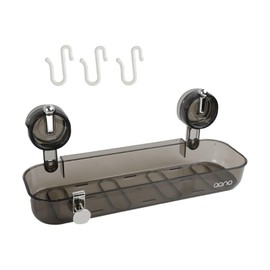 YRYUNRUI Shower Caddy Suction, No-Drill Shower Shelf, Waterproof Transparent Shower Caddy Hanging with Strong Load Capacity, Wall Mounted Shower Rack and 3 Hooks for Bathroom, Kitchen