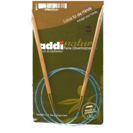 addi Olive Wood 20 inch (50cm) US 10.75 (7.0mm) Circular Knitting Needle, Lightweight, Warm Touch, Standard Tips, Smooth Joins, Blue Pliable Cord Markers with 10 Colorful Stitch Markers