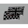 UNION JACK/CHEQUERED FLAGS Sticker/Decal - CHROME/BLACK HIGH GLOSS DOMED GEL