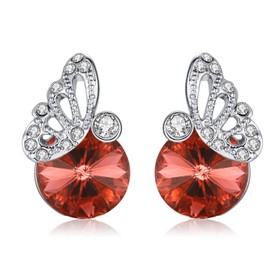 KRUCKEL Austrian Crystal Butterfly Earrings in Red | Sterling Silver Studs for Women | Hypoallergenic & Lead-Free | For Anniversary, Mother's Day, or Wedding Gift