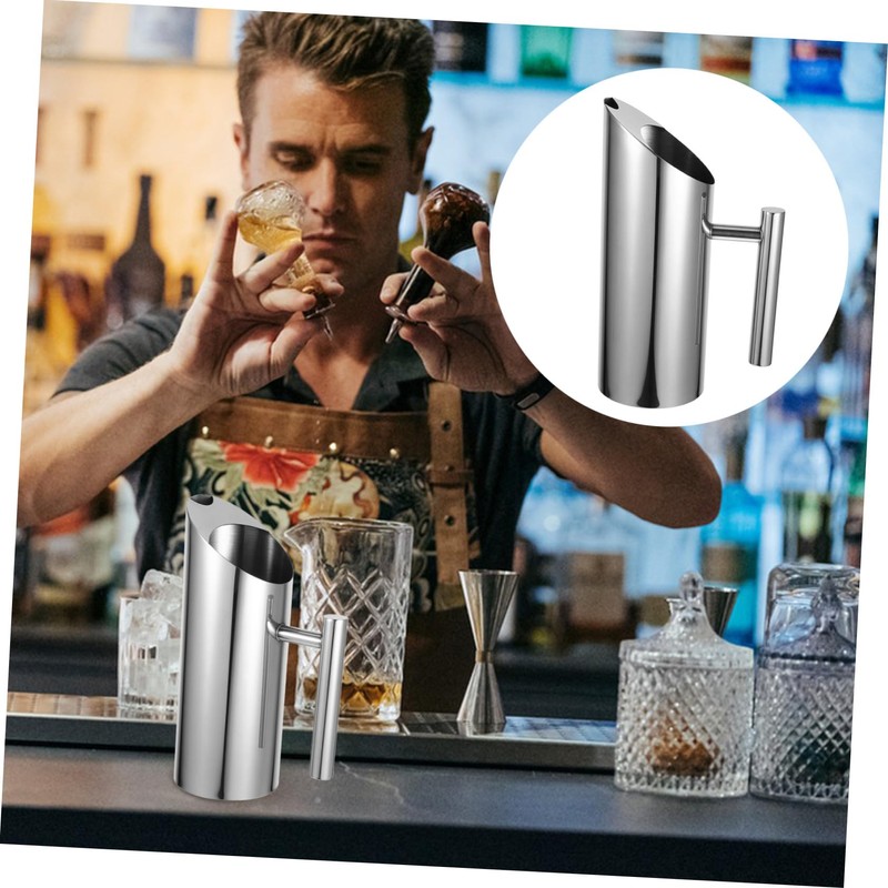 Mobestech Stainless Steel Beverage Pitcher Tea Jug with Straight for