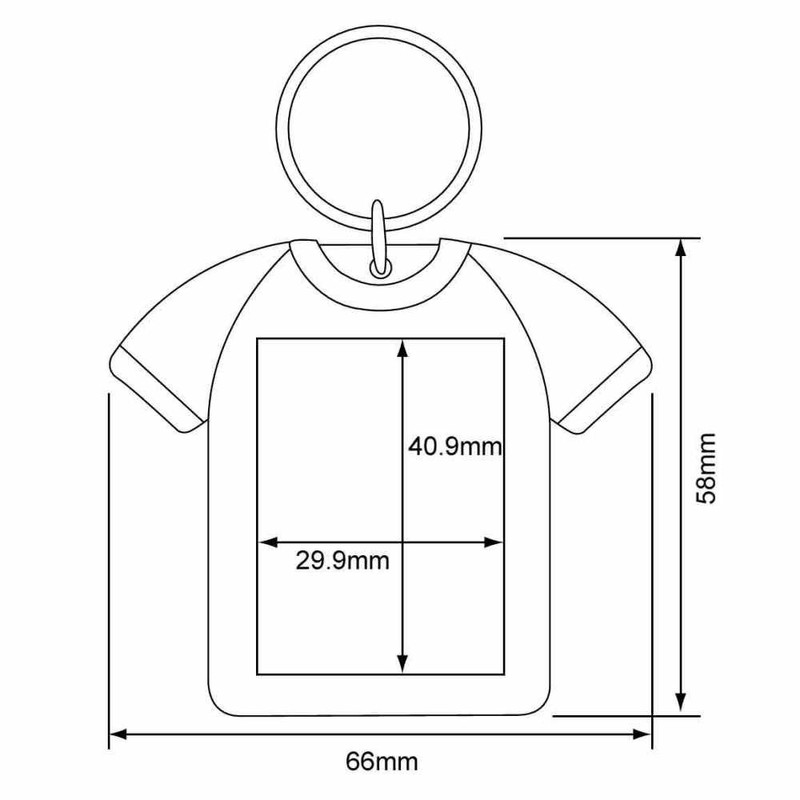 5 T-Shirt Shape Blank Photo Keyrings 41 x 30 mm