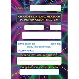 12 Invitation Cards for 14th Birthday Fourteenth Children's Birthday Laser Day Party Girls Boys Laser Day