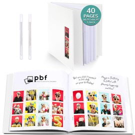 pbf Scrapbook Photo Album, Guest Book with Photo Insert, White Scrapbook with Plastic Sleeves & White Pages, Scrapbook Album for 2x6 Photos, Memory Book, Wedding Scrapbook (5-Pack)