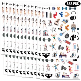 888PCS Gym Stickers Party Favors-Weightlifting Workout Sport Sticker Party Supplies Decorations Fitness Birthday Baby Shower Party Gifts