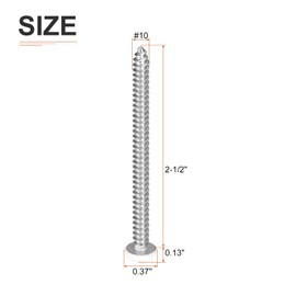 DTGN #10x2-1/2" White Screws 100Pack - 304 Stainless Steel Pan Head Phillips Sheet Metal Screw Self-Tapping Screw Wood Screws
