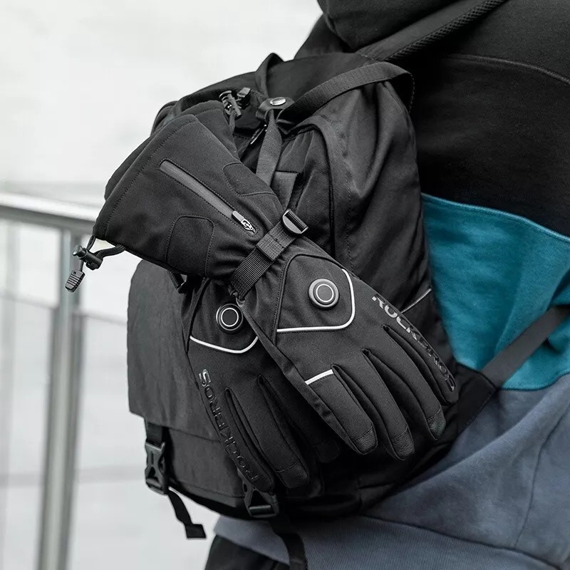ROCKBROS Heated Gloves Electric Rechargeable Battery Thermal Mittens Gloves Men
