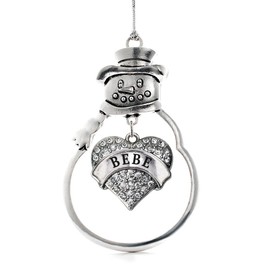 Inspired Silver - Bebe - Silver Christmas Ornament - Pave Heart Charm Christmas Tree Ornament with Cubic Zirconia - Snowman Hanging Decoration