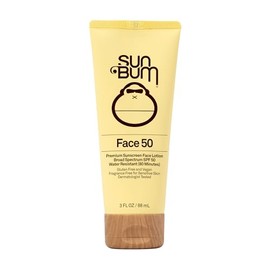 Sun Bum Loción facial de protección solar SPF 50 original, protector solar facial hidratante de amplio espectro con vitamina E sin fragancia, tamaño de viaje, 3 onzas