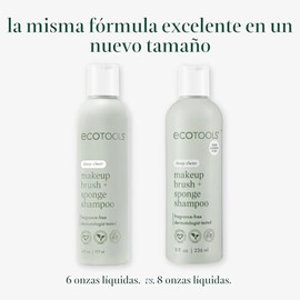 EcoTools Champú Limpiador para Brochas + Esponjas de Maquillaje, Limpieza Profunda, Sin Sulfatos, Sin Fragancia, Limpiador para Brochas y Herramientas