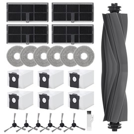 BUCOMTU 24 Piece Accessory Set for Dreame L10s Ultra Gen 2/Mova E30 Ultra/L10s Pro Ultra Heat/X30 Ultra, 1 Main Brush, 6 Dust Bags, 6 Cleaning Cloths, 6 Side Brush Heads, 4 Filters, 1 Cleaning Brush