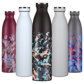 B2DO Stainless Steel Water Bottle, 750 ml, Black, Green, Reusable Vacuum Metal Thermos Flask, Water Bottle, Leak-Proof Insulated Thermos Flask, BPA-Free Insulated Flask for Sports, Office