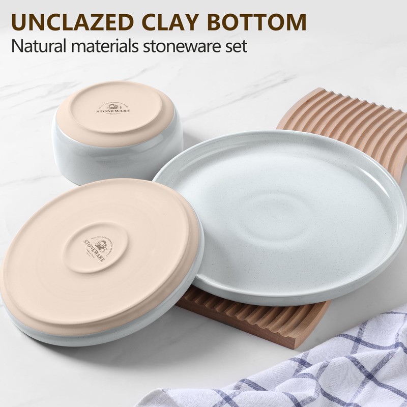 LIANYU Stoneware Dinnerware Sets for 4, 12-Piece Kitchen Dinner Dish