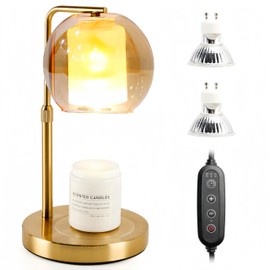 Candle Warmer Lamp with Timer, Dimmable Electric Candle Warmer,4 Brightness, Compatible Candle Jars, 2 Bulbs Included, Aromatic Candle Holders, for Mom & Women Christmas House Decor