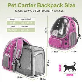 Cawypety Expandable Cat Backpack,Cat Bubble Backpack Carrier for Carrying Cats, Pets and Small Dogs,Airline-Approved,Designed for Travel, Hiking, Walking,Car （Pink